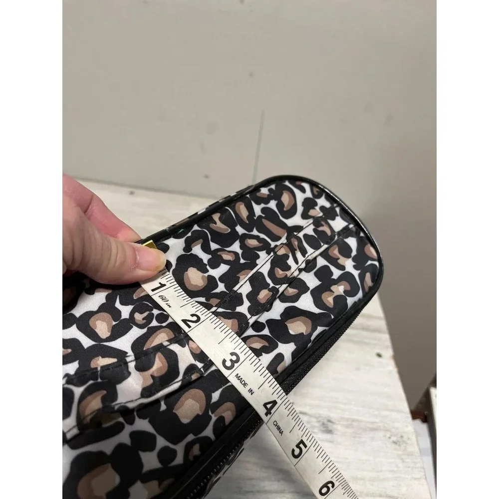 Modella zippered leopard print cosmetic bags. Set of two